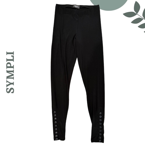 Sympli Stretch Leggings with Ankle Button Detail | Made in 🇨🇦 | Black | Size 2 - Picture 1 of 5
